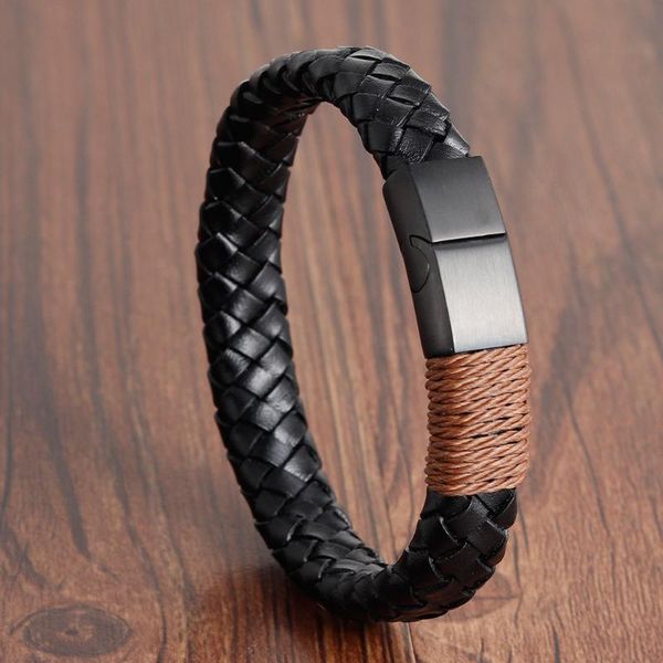 retro jewelry mens stainless steel braided leather bracelet cuff magnetic clasp bangle gift vintage black bracelets charm, Golden;silver
retro jewelry mens stainless steel braided leather bracelet cuff magnetic clasp bangle gift vintage black bracelets charm, Golden;silver