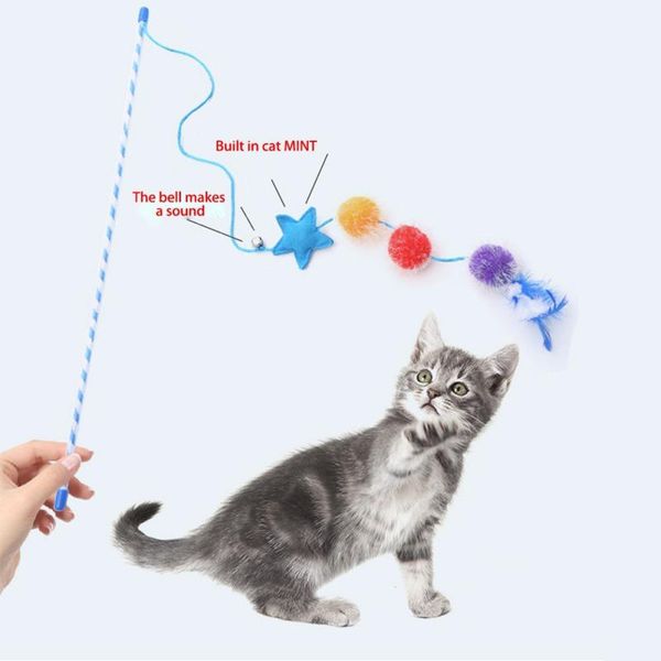 cat toys pet interactive stick feather tease with small bell funny fishing rod wand for kitten
cat toys pet interactive stick feather tease with small bell funny fishing rod wand for kitten