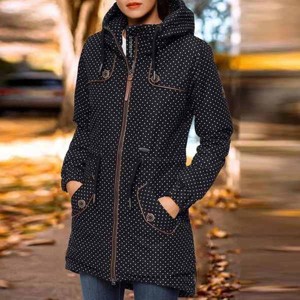 women's jackets autumn winter casual loose coat elegant dot print long sleeve pocket jacket women drawstring waist retro outwear, Black;brown
women's jackets autumn winter casual loose coat elegant dot print long sleeve pocket jacket women drawstring waist retro outwear, Black;brown
