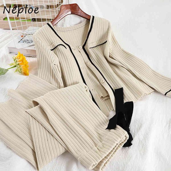 neploe spring knit 2 pcs women set v neck long sleeve single breast cardigans + high waist hip wide leg pants + sleeveless camis 210423, White
neploe spring knit 2 pcs women set v neck long sleeve single breast cardigans + high waist hip wide leg pants + sleeveless camis 210423, White
