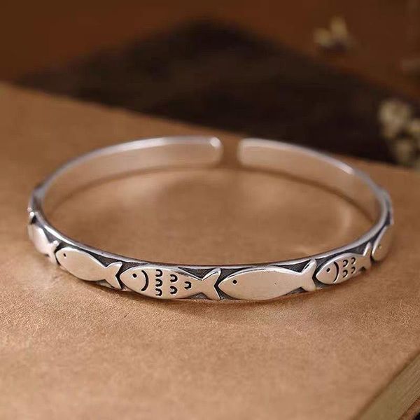 bangle style men's and women's solid retro silver color small fish opening adjustable bracelet fashion trend gift 217, Black
bangle style men's and women's solid retro silver color small fish opening adjustable bracelet fashion trend gift 217, Black