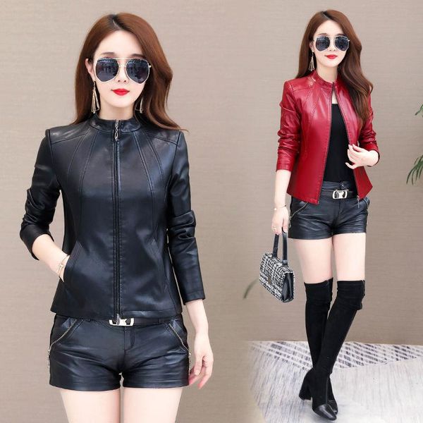 women's leather & faux women 2021 autumn motorcycle jacket female soft ladies slim basic short pu outwear x579, Black
women's leather & faux women 2021 autumn motorcycle jacket female soft ladies slim basic short pu outwear x579, Black