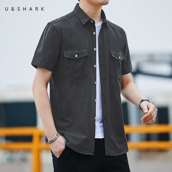 u&shark 100% cotton casual black shirt men fashion summer short sleeve organ pocket vintage shirt male retro korean clothes 210603, White;black
u&shark 100% cotton casual black shirt men fashion summer short sleeve organ pocket vintage shirt male retro korean clothes 210603, White;black