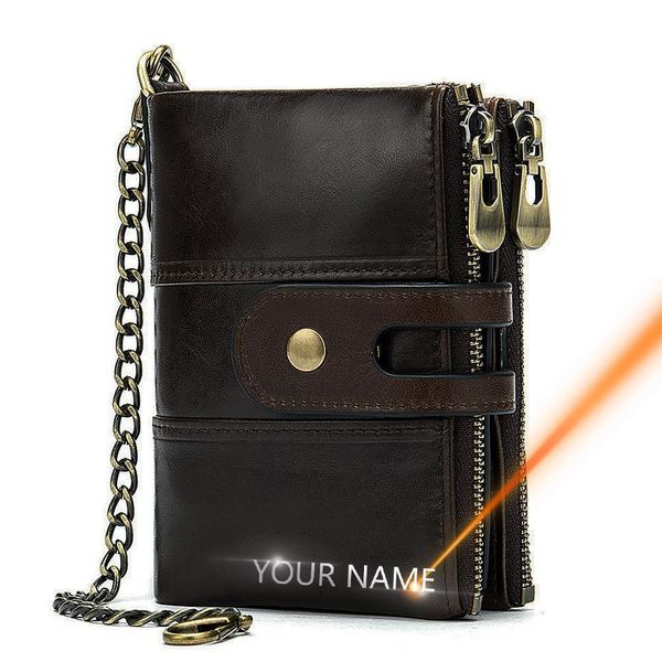 men wallets anti theft chain name engraving zipper male purse 100% genuine leather vintage wallet, Red;black
men wallets anti theft chain name engraving zipper male purse 100% genuine leather vintage wallet, Red;black