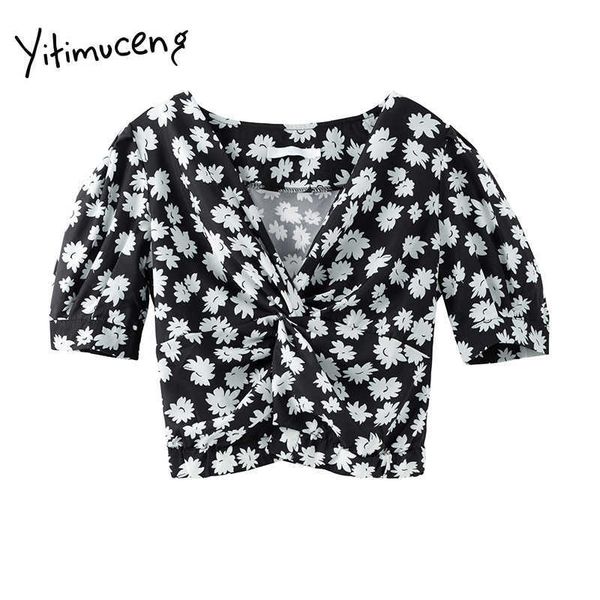 yitimuceng floral pint blouse women folds shirts v-neck puff sleeve solid black spring summer french fashion 210601, White
yitimuceng floral pint blouse women folds shirts v-neck puff sleeve solid black spring summer french fashion 210601, White