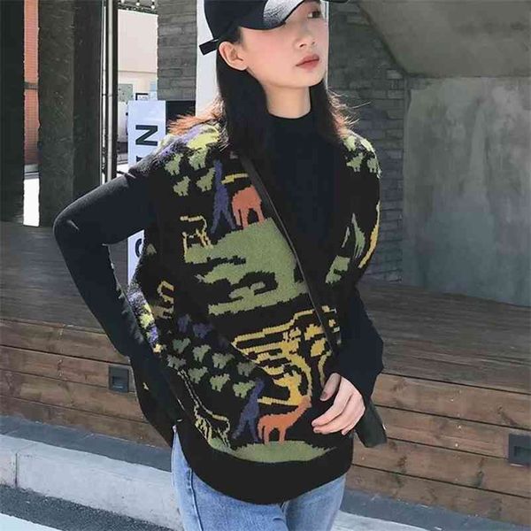 women sweater vest fashion oversized embroidery knitted v neck sleeveless loose female waistcoat chic 210524, Black;white
women sweater vest fashion oversized embroidery knitted v neck sleeveless loose female waistcoat chic 210524, Black;white