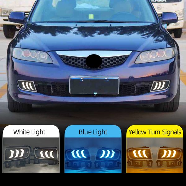 2pcs for mazda 6 mazda6 2005-2009 led drl daytime running light daylight with yellow turn signal fog lamp cover