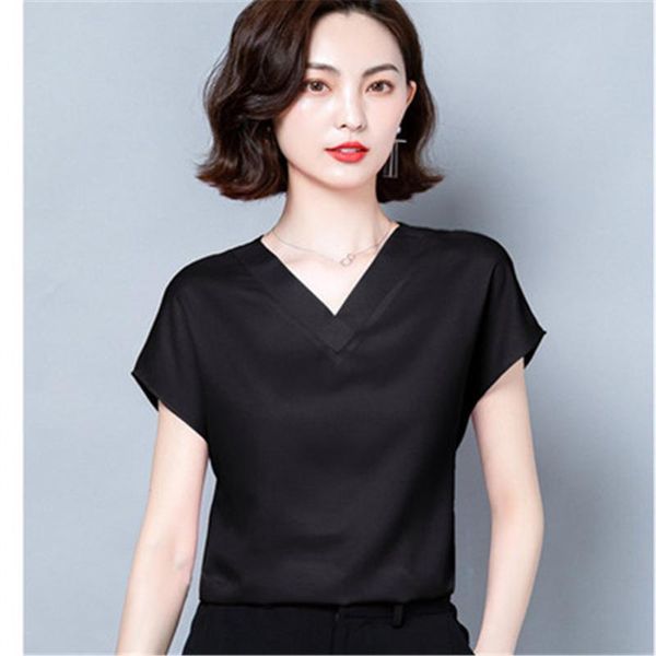 women's blouses & shirts 2021 short sleeve casual silk satin plus size -4xl loose clothes office lady solid v-neck blouse women summe, White
women's blouses & shirts 2021 short sleeve casual silk satin plus size -4xl loose clothes office lady solid v-neck blouse women summe, White