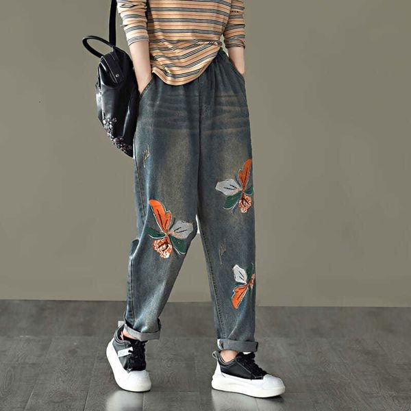 women's jeans autumn arts style women elastic waist loose casual femme vintage embroidery cotton denim harem pants m322 u25h, Blue
women's jeans autumn arts style women elastic waist loose casual femme vintage embroidery cotton denim harem pants m322 u25h, Blue