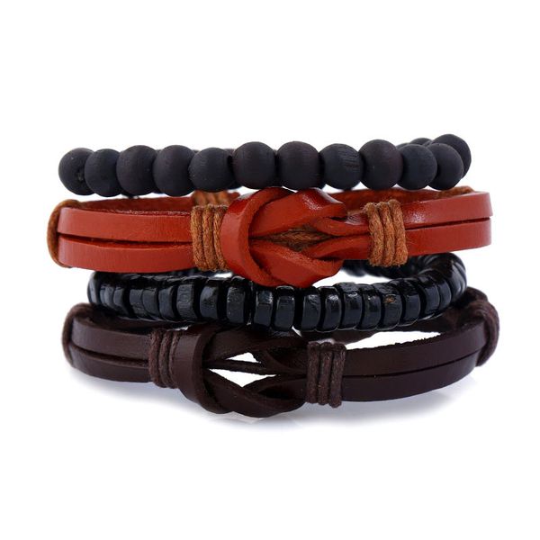 brown leather multilayer wooden beads charm bracelets set adjustable mens punk handmade braided rope bangle jewelry, Golden;silver
brown leather multilayer wooden beads charm bracelets set adjustable mens punk handmade braided rope bangle jewelry, Golden;silver
