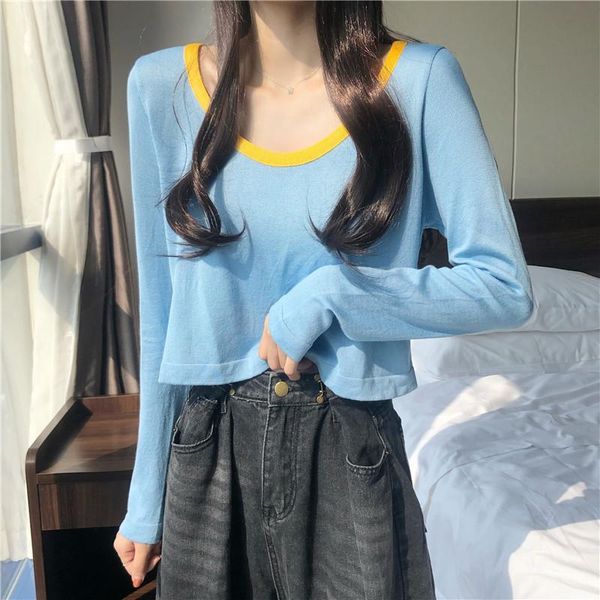 harajuku sweet knitted t-shirts women korean chic hit colors o neck long sleeve crop student girls cute bottoming slim tees women's t-, White
harajuku sweet knitted t-shirts women korean chic hit colors o neck long sleeve crop student girls cute bottoming slim tees women's t-, White