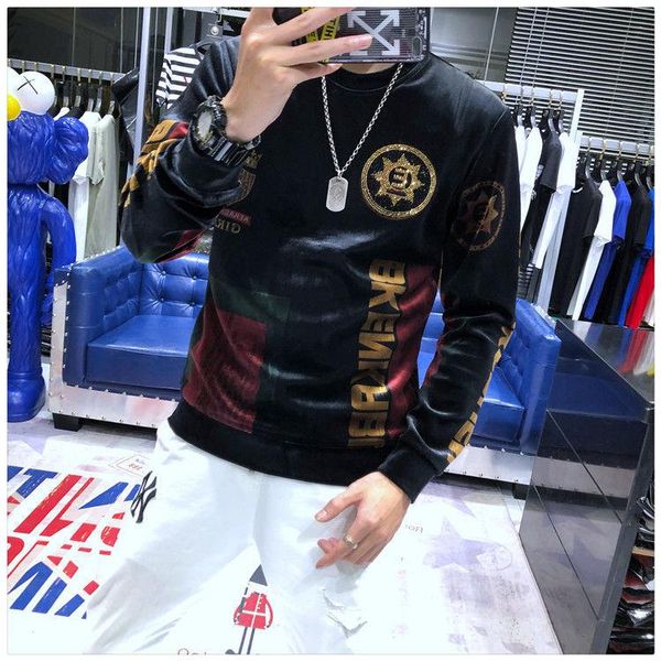 men's hoodies & sweatshirts fall/winter tide brand korean version of loose diamond printing gold velvet vests slim round neck bottoming, Black
men's hoodies & sweatshirts fall/winter tide brand korean version of loose diamond printing gold velvet vests slim round neck bottoming, Black