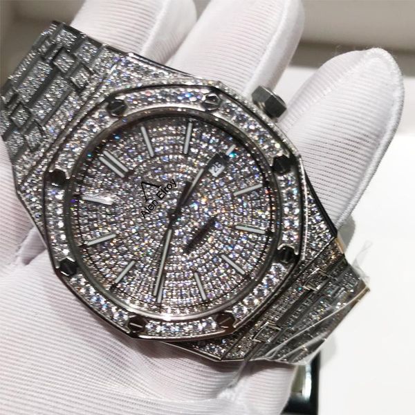 wristwatches shiny silver iced out watch swiss eta movement super quality sapphire glass glide smooth second hand watches with box papers, Slivery;brown
wristwatches shiny silver iced out watch swiss eta movement super quality sapphire glass glide smooth second hand watches with box papers, Slivery;brown