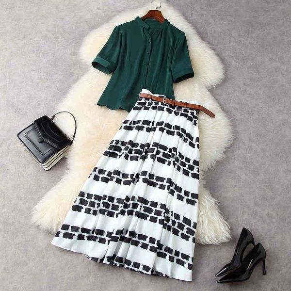 two piece dress spring half sleeve v neck green single-breasted blouse + striped print belted mid-calf skirt suits 2 s set lf2511878 xqof, White
two piece dress spring half sleeve v neck green single-breasted blouse + striped print belted mid-calf skirt suits 2 s set lf2511878 xqof, White