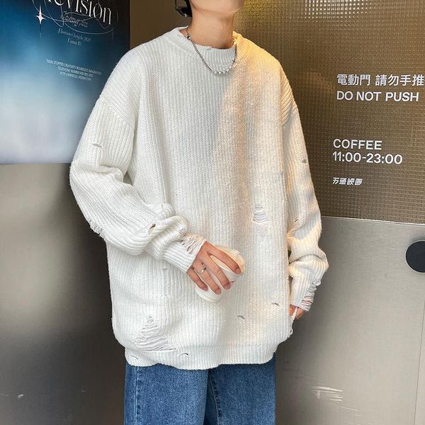 men's sweaters neploha solid color hole sweater for men 2021 autumn winter casual korean pullovers streetwear loose male, White;black
men's sweaters neploha solid color hole sweater for men 2021 autumn winter casual korean pullovers streetwear loose male, White;black
