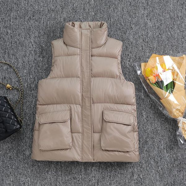 women's vests 2021 sleeveless female vest jacket stand collar solid women casual waistcoat winter short ladies cotton padded, Black;white
women's vests 2021 sleeveless female vest jacket stand collar solid women casual waistcoat winter short ladies cotton padded, Black;white