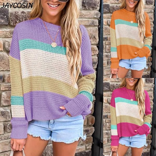 women's sweaters jaycosin women stripes patchwork o-neck long sleeve sweater 2021 autumn winter casual loose knitted pullovers, White;black 
women's sweaters jaycosin women stripes patchwork o-neck long sleeve sweater 2021 autumn winter casual loose knitted pullovers, White;black