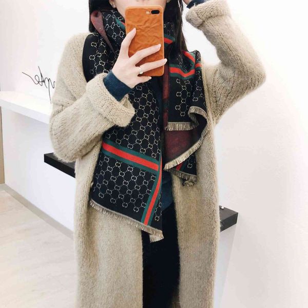 the new design women's winter scarf double-sided imitation cashmere thickened dual-purpose long warm and versatile shawl bib, Blue;gray 
the new design women's winter scarf double-sided imitation cashmere thickened dual-purpose long warm and versatile shawl bib, Blue;gray