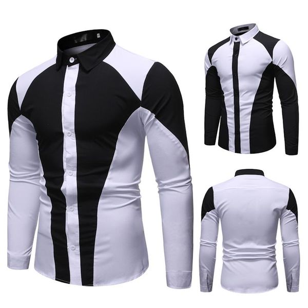 men's casual shirts mens long sleeve splicing colour turn-down collar formal suits slim fit tee blouse top, White;black
men's casual shirts mens long sleeve splicing colour turn-down collar formal suits slim fit tee blouse top, White;black