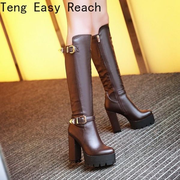 boots women's winter style fashion belt buckle round head zipper thick heel high 34-39, Black
boots women's winter style fashion belt buckle round head zipper thick heel high 34-39, Black