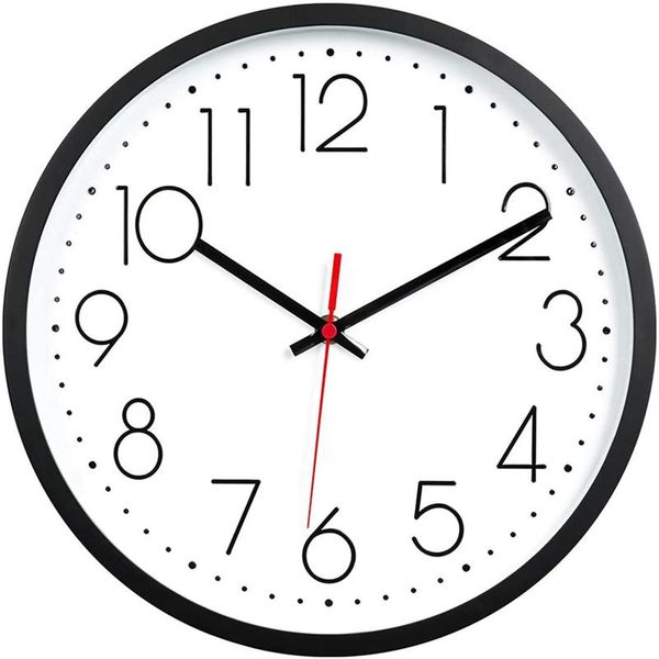 -12-inch black wall clock, silent non ticking quality quartz clock easy to read for home office school clocks
-12-inch black wall clock, silent non ticking quality quartz clock easy to read for home office school clocks