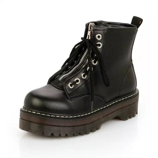 pu leather platform ankle women zip flat boots female cow muscle sole winter casual shoes woman chaussures femme, Black
pu leather platform ankle women zip flat boots female cow muscle sole winter casual shoes woman chaussures femme, Black