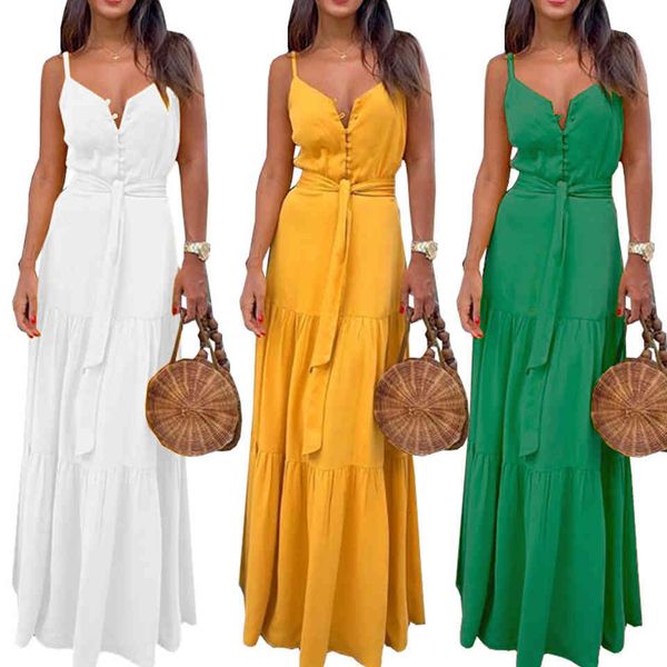 long boho summer gown sleeveless sukienka front button solid color empire waist dressed spaghetti girdle simple dress deep in v, Black;gray
long boho summer gown sleeveless sukienka front button solid color empire waist dressed spaghetti girdle simple dress deep in v, Black;gray