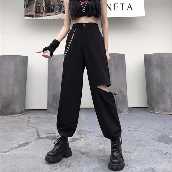 women's pants & capris trousers ripped casual 2021 spring and summer loose black straight leggings overalls with chain, Black;white
women's pants & capris trousers ripped casual 2021 spring and summer loose black straight leggings overalls with chain, Black;white