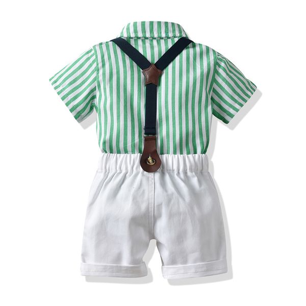 straight summer children's short sleeve shirt with bow tie and adjustable strap pants stripe suit, Blue
straight summer children's short sleeve shirt with bow tie and adjustable strap pants stripe suit, Blue