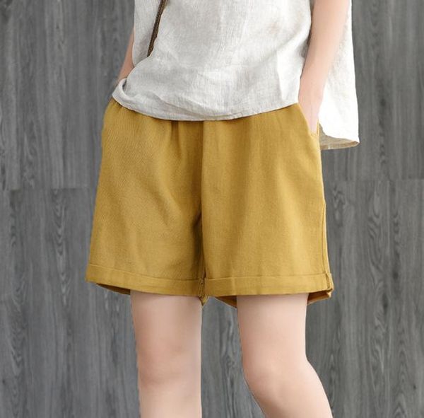 women's shorts summer retro loose women elastic waist casual ladies solid color pocket vintage mori girl 2021, White;black
women's shorts summer retro loose women elastic waist casual ladies solid color pocket vintage mori girl 2021, White;black