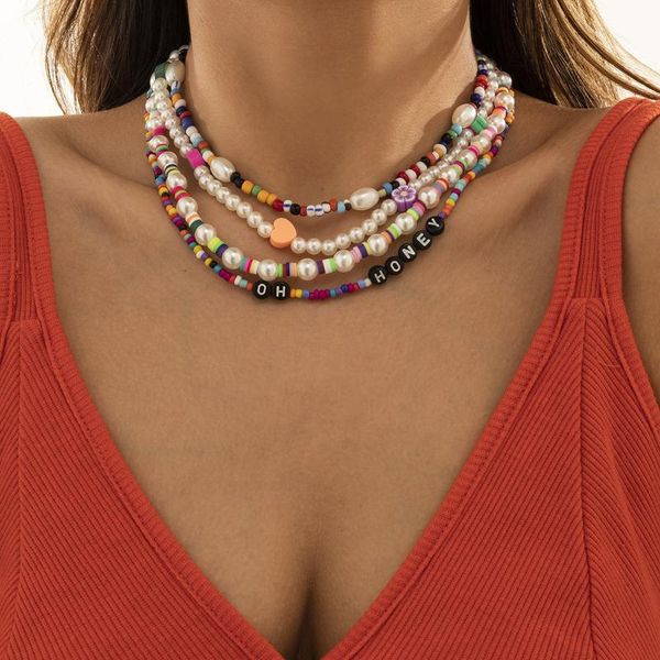 chokers huanzhi 2021 bohemian mixed color beaded clay necklace vintage imitation pearl heart letters for women jewelry, Golden;silver
chokers huanzhi 2021 bohemian mixed color beaded clay necklace vintage imitation pearl heart letters for women jewelry, Golden;silver