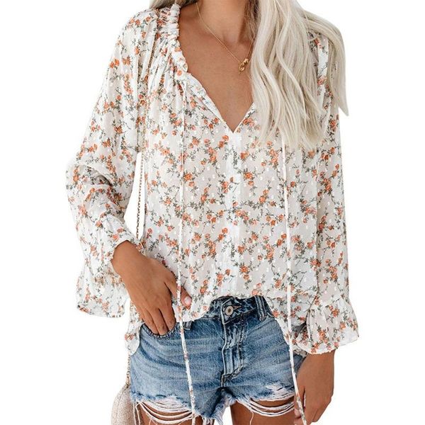women's blouses & shirts temperament commuter loose frenulum pullover v-neck lotus leaf sleeve floral print chiffon shirt spring / autu, White
women's blouses & shirts temperament commuter loose frenulum pullover v-neck lotus leaf sleeve floral print chiffon shirt spring / autu, White