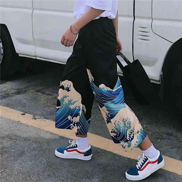 japan vintage wave print loose straight wide leg calf length pant high waist streetwear woman man summer trouser harajuku korean, Black;white
japan vintage wave print loose straight wide leg calf length pant high waist streetwear woman man summer trouser harajuku korean, Black;white