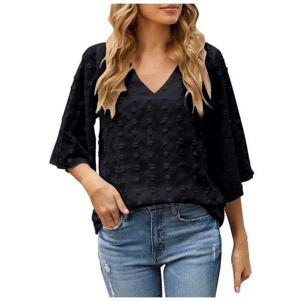 women's fashion v-neck pullover 3/4 sleeve dot chiffon shirt loose spring summer 2021 women damskie t-shirty t-shirt, White
women's fashion v-neck pullover 3/4 sleeve dot chiffon shirt loose spring summer 2021 women damskie t-shirty t-shirt, White