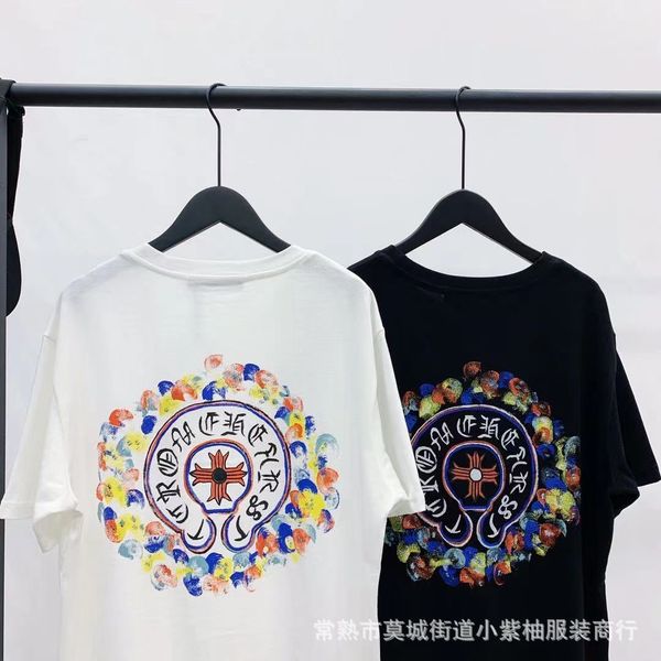 crosin 2021ss summer new ch-1 rohin hand painted sanskrit cross horseshoe print short sleeve t-shirt fashion, White 
crosin 2021ss summer new ch-1 rohin hand painted sanskrit cross horseshoe print short sleeve t-shirt fashion, White