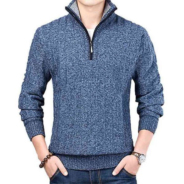 winter men's sweater casual pullover mens warm s man slim stand collar knitted pullovers male coats half zip 210918, White;black 
winter men's sweater casual pullover mens warm s man slim stand collar knitted pullovers male coats half zip 210918, White;black