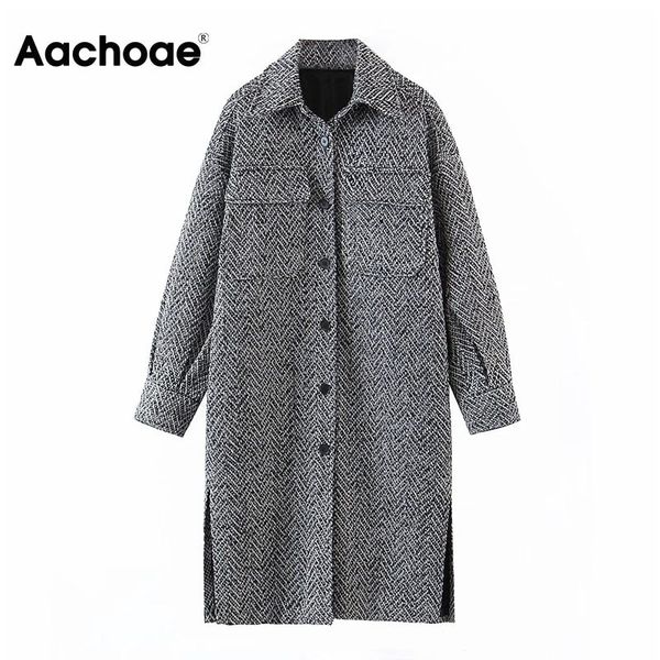 aachoae vintage winter long sleeve wool coat women turn down collar long shirt jacket side split pockets casual ladies outerwear 210413, Black
aachoae vintage winter long sleeve wool coat women turn down collar long shirt jacket side split pockets casual ladies outerwear 210413, Black