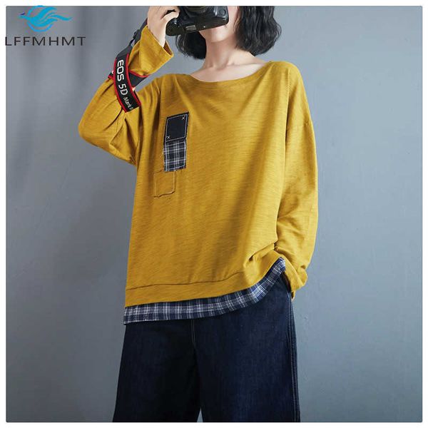 women's t-shirt women spring fall fashion korean style round neck plaid patchwork long sleeve cotton large size casual t-shirt bottomin, White
women's t-shirt women spring fall fashion korean style round neck plaid patchwork long sleeve cotton large size casual t-shirt bottomin, White