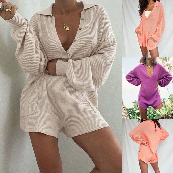 women's jumpsuits & rompers shorts jumpsuit lady casual loose long sleeve female buttons fashion solid color knitted sports, Black;white
women's jumpsuits & rompers shorts jumpsuit lady casual loose long sleeve female buttons fashion solid color knitted sports, Black;white