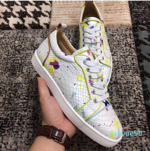 2022 graffiti white python leather low sneakers shoes women men casual party leisure flats famous dress walking with box eu35-47, Black
2022 graffiti white python leather low sneakers shoes women men casual party leisure flats famous dress walking with box eu35-47, Black