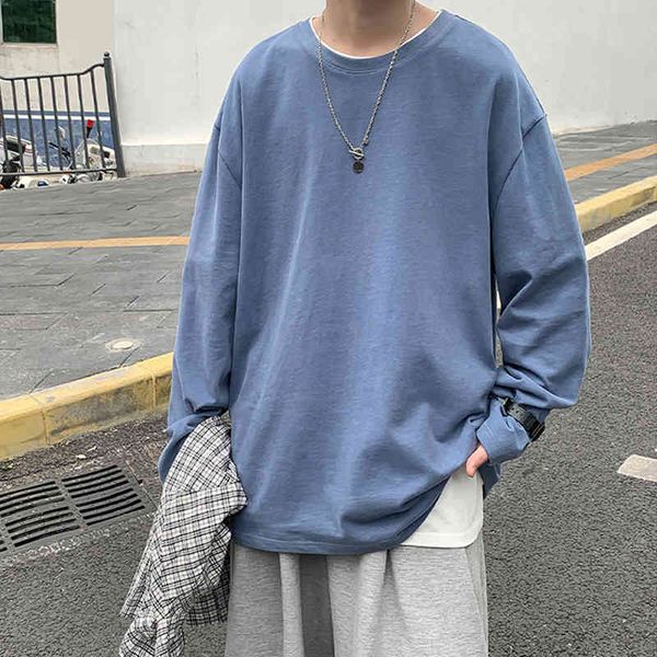 long sve t-shirt cotton loose autumn solid color casual fashion brand korean men's clothing ruffian handsome, White;black
long sve t-shirt cotton loose autumn solid color casual fashion brand korean men's clothing ruffian handsome, White;black
