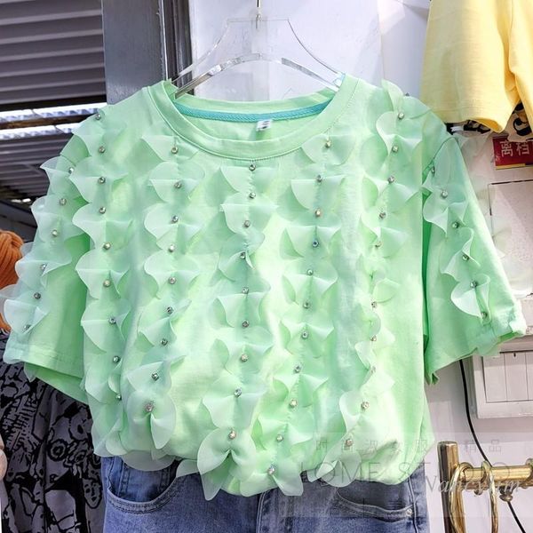 exquisite rhinestone lotus leaf petal loose short sleeve t shirt women's fashion girls ladies tees 2021 summer t-shirt, White
exquisite rhinestone lotus leaf petal loose short sleeve t shirt women's fashion girls ladies tees 2021 summer t-shirt, White