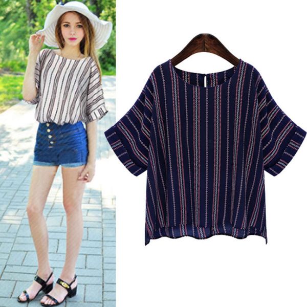 casual dresses summer women's large loose versatile striped short sleeve t-shirt bottoming top, Black;gray
casual dresses summer women's large loose versatile striped short sleeve t-shirt bottoming top, Black;gray