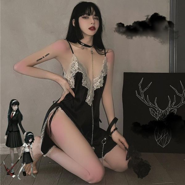 party dresses gege's queen's pajamas deep v chest lace splicing short skirt temptation beautiful back sling sleeping, White;black
party dresses gege's queen's pajamas deep v chest lace splicing short skirt temptation beautiful back sling sleeping, White;black