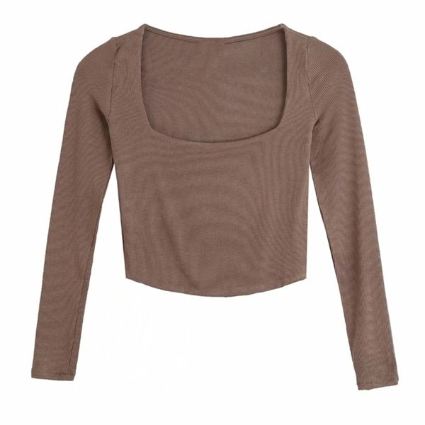 autumn women square collar knitting short t shirt casual femme o neck long sleeve crop t1380 220307, White
autumn women square collar knitting short t shirt casual femme o neck long sleeve crop t1380 220307, White