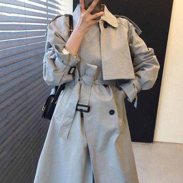 women's trench coats korean women coat windbreaker chic british style lapel double row buckle lace up waist loose long sleeve medium an, Tan;black
women's trench coats korean women coat windbreaker chic british style lapel double row buckle lace up waist loose long sleeve medium an, Tan;black