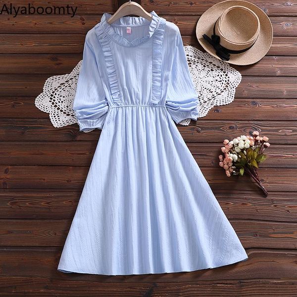 casual dresses spring autumn women simple solid dress ruffled collar pink blue elastic-waisted female robe preppy style student's cute, Black;gray
casual dresses spring autumn women simple solid dress ruffled collar pink blue elastic-waisted female robe preppy style student's cute, Black;gray