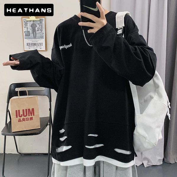 men autumn hole sweatshirts mens long sleeved t shirt male loose thicken tshirt fake two piece handsome solid color clothes men's t-shi, White;black
men autumn hole sweatshirts mens long sleeved t shirt male loose thicken tshirt fake two piece handsome solid color clothes men's t-shi, White;black