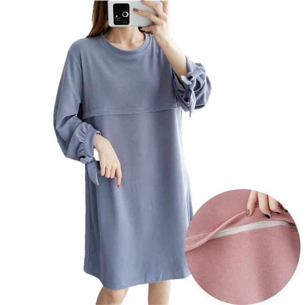 ladies long sleeve breastfeeding dress solid color o-neck maternity clothing 9036 dresses, White
ladies long sleeve breastfeeding dress solid color o-neck maternity clothing 9036 dresses, White