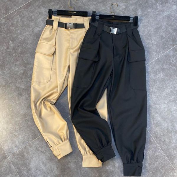 women's pants & capris fabpop 2021 spring arrivals high waist side pockets long cargo with belt women streetwear gb050, Black;white
women's pants & capris fabpop 2021 spring arrivals high waist side pockets long cargo with belt women streetwear gb050, Black;white